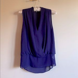 Naked Zebra Sheer Surplice Sleeveless Top